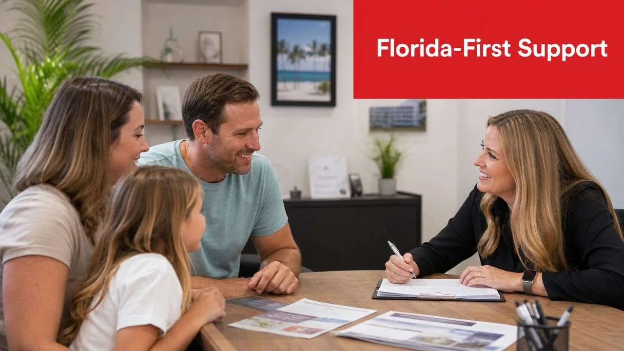 fl family consultation Florida Insurance Guide: Coverage, Claims, and Local Help Hurricane season has a way of making Florida homeowners look twice at the same stack of papers. A roof can be ready, shutters can be staged, and the mortgage payment can be current, but the key question is whether the policy in the file matches the risks outside the front door. In Florida, that question comes up in coastal neighborhoods, inland suburbs, condo buildings, and small businesses that all face different combinations of wind, rain, flood, and liability. A family of three sitting at a wooden table discussing documents with a professional advisor indoors.