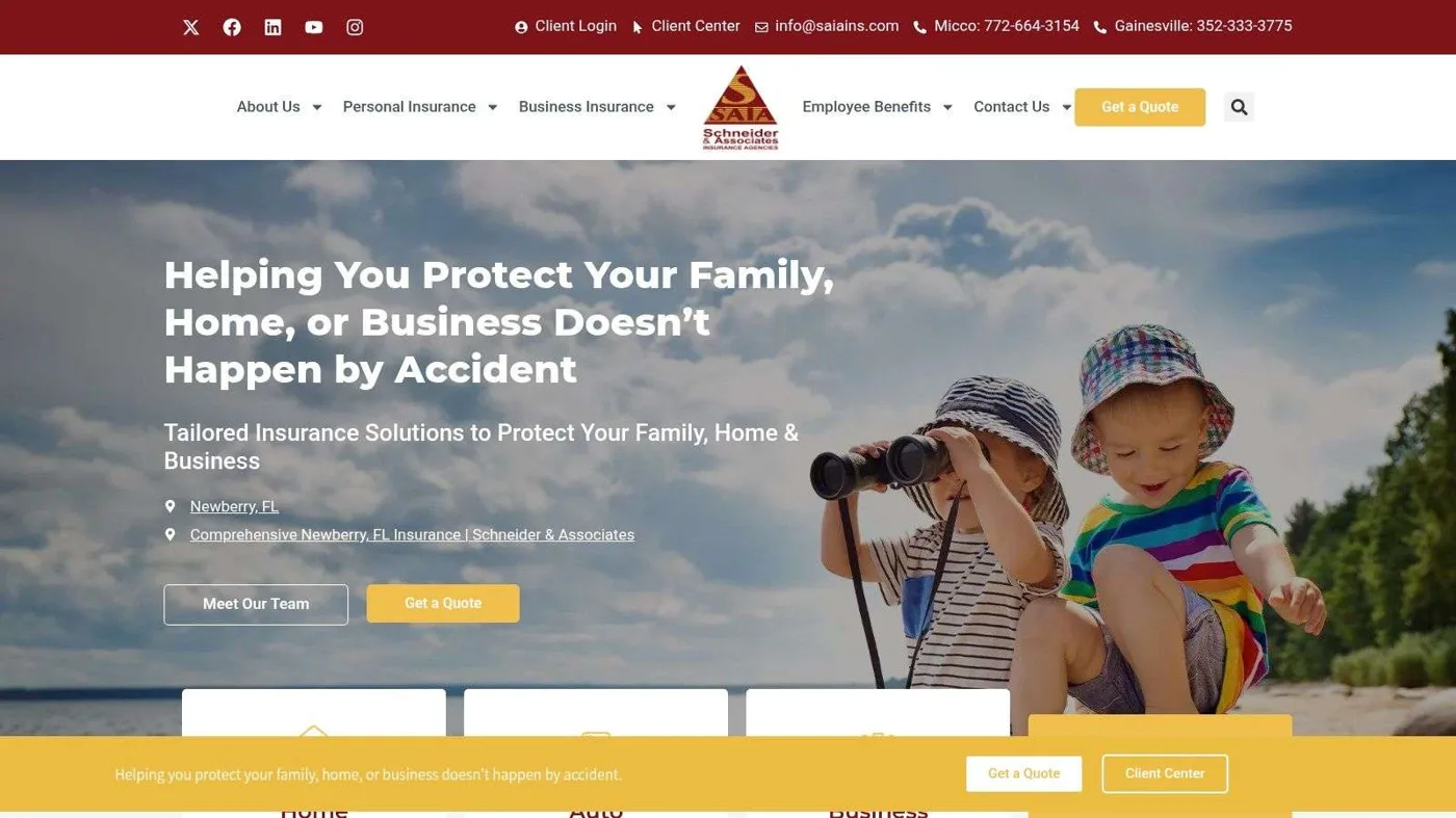 fl insurance agency 4 Your FL Insurance Guide: Home, Auto, and Business Title: Florida Insurance Guide for New ResidentsDescription: Practical guidance on Florida home, auto, business, and mobile home insurance, with special attention to flood risk, disclosure gaps, and local coverage decisions.Geo-tag: Gainesville, Florida Screenshot from https://schneider-insurance.com