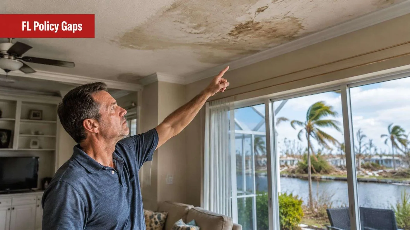 fl ceiling damage Navigate FL Insurance: Home, Auto & Business in 2026 You're standing in the driveway after a storm, looking at a damp ceiling stain, a soaked garage, or a car that took more damage than you expected. In Florida, that moment usually turns into a harder question than people first realize, because the policy you thought was enough may not cover the exact loss you're dealing with. FL insurance works that way. State rules, coastal weather, and property exposure all shape what protection you need, and a Florida-only agency such as Schneider & Associates focuses its work inside those state lines. A concerned homeowner pointing at a large water stain on the ceiling after a storm.