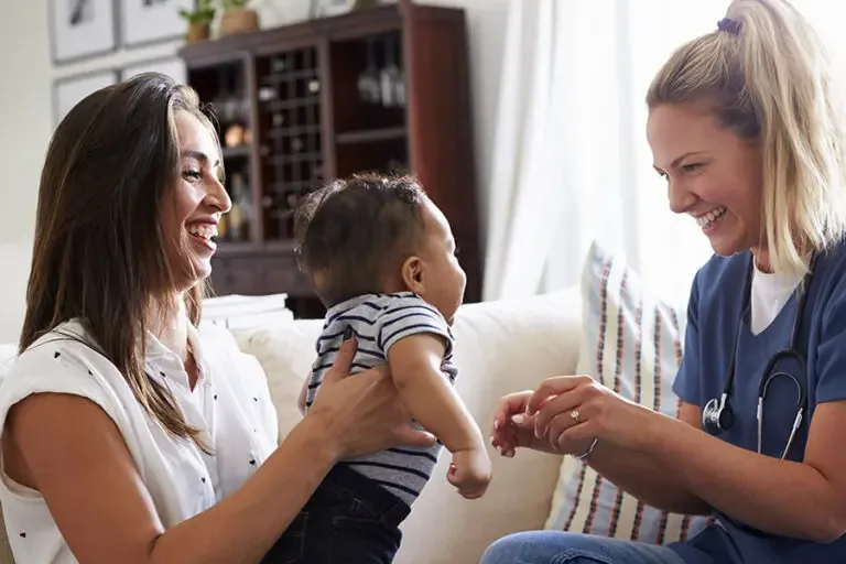 Home Health Care Business Insurance A Health Professional Visits With a Young Mother and Her Child and Records the Patients Health Information While Sitting on the Sofa 768x512 1 Home Health Care Business Insurance Are you interested in learning more about your options for home health care business insurance? Contact us to learn more.