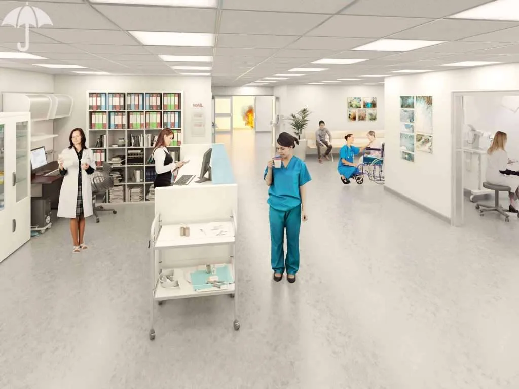 medical office Medical Office Insurance While the list of every possible risk your medical office faces is lengthy, you can get specialized insurance to bring you comprehensive coverage and peace of mind. Here are some of the most common risk factors in the medical industry that can be covered with the right insurance policy in place: